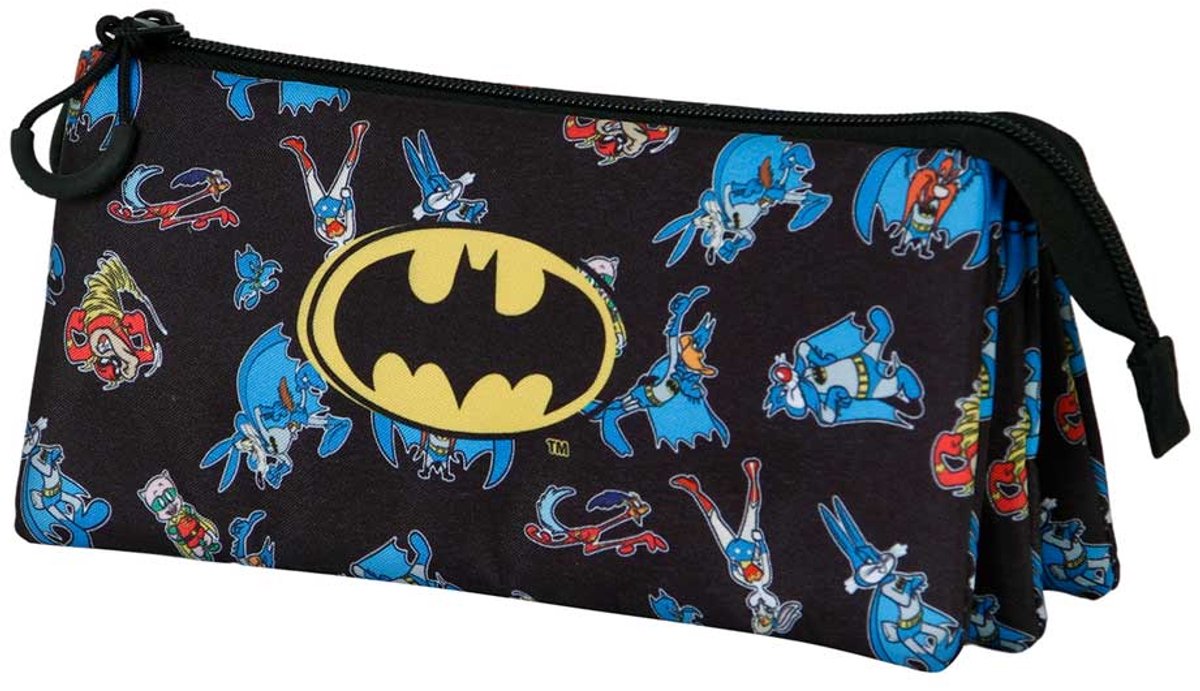 Karactermania - looney tunes - batman tunes triple fan 2.0 tekenetui - potloden etui - pennenetui - pennetas - zwart