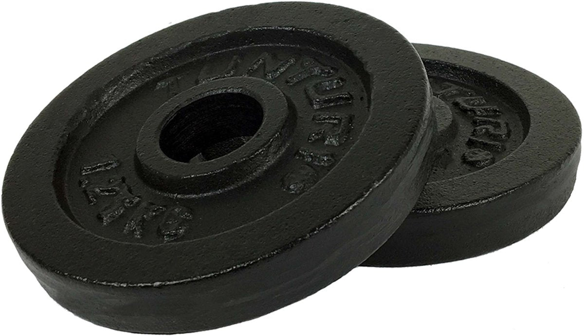 Tunturi halterschijven - halter gewichten - 2 x 1,25 kg - ø 30 mm - gietijzer - incl. gratis fitness app