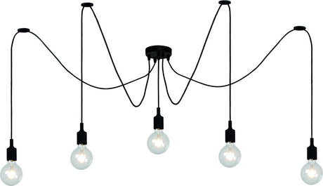 Lucide fix - hanglamp - 5xe27 - geschikt voor vide en hoge plafonds - zwart
