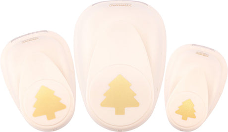 Vaessen creative pons set - figuurpons - kerstbomen - 3 st. - 1,5 tot 3,5 cm