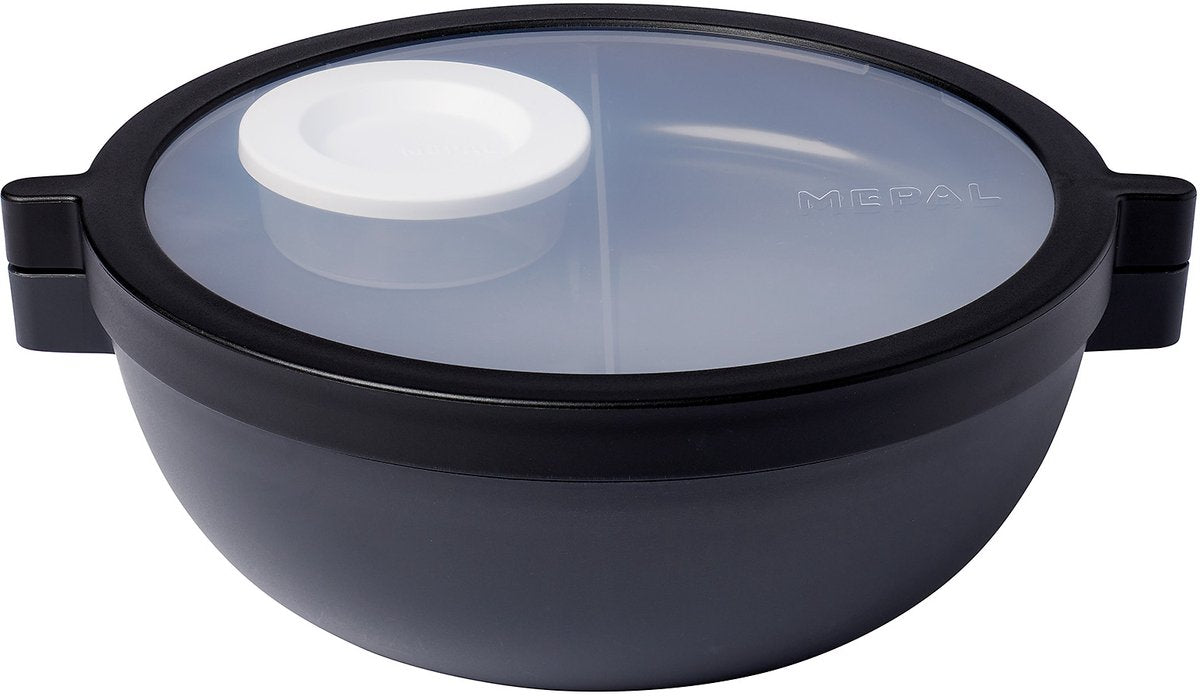 Mepal vita basic bento lunchbowl - 1.5 l - 4 vakken waarvan 2 uitneembare bakjes - bento box - salade lunchbox - nordic black