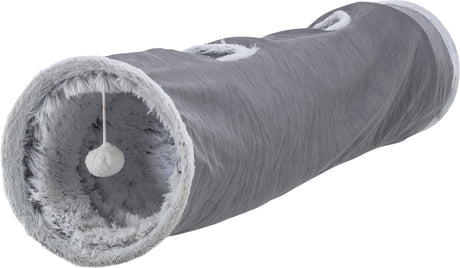 Trixie katten speeltunnel harvey velours pluche grijs