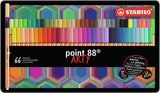 Stabilo point 88 - premium fineliner - fine 0,4 mm - metalen etui met 66 stuks - met 65 verschillende kleuren