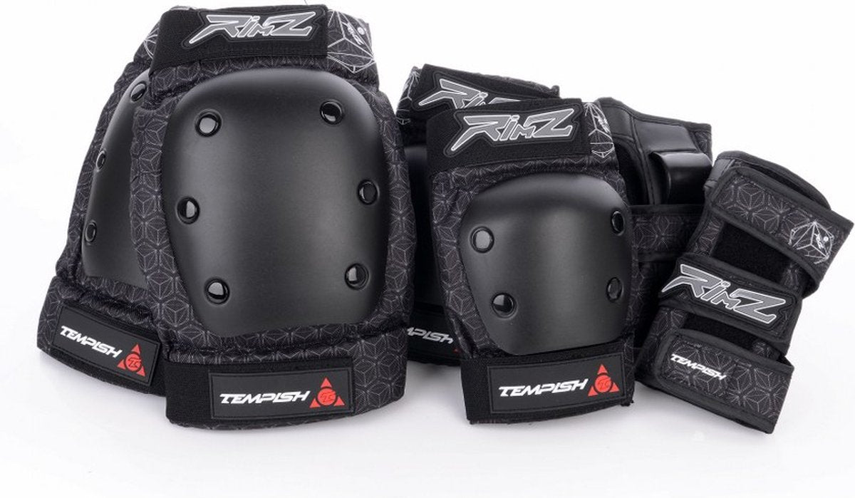 Tempish – rimz – skatebescherming – 3-pack – volwassenen – zwart – complete beschermset voor skaten – maat xl
