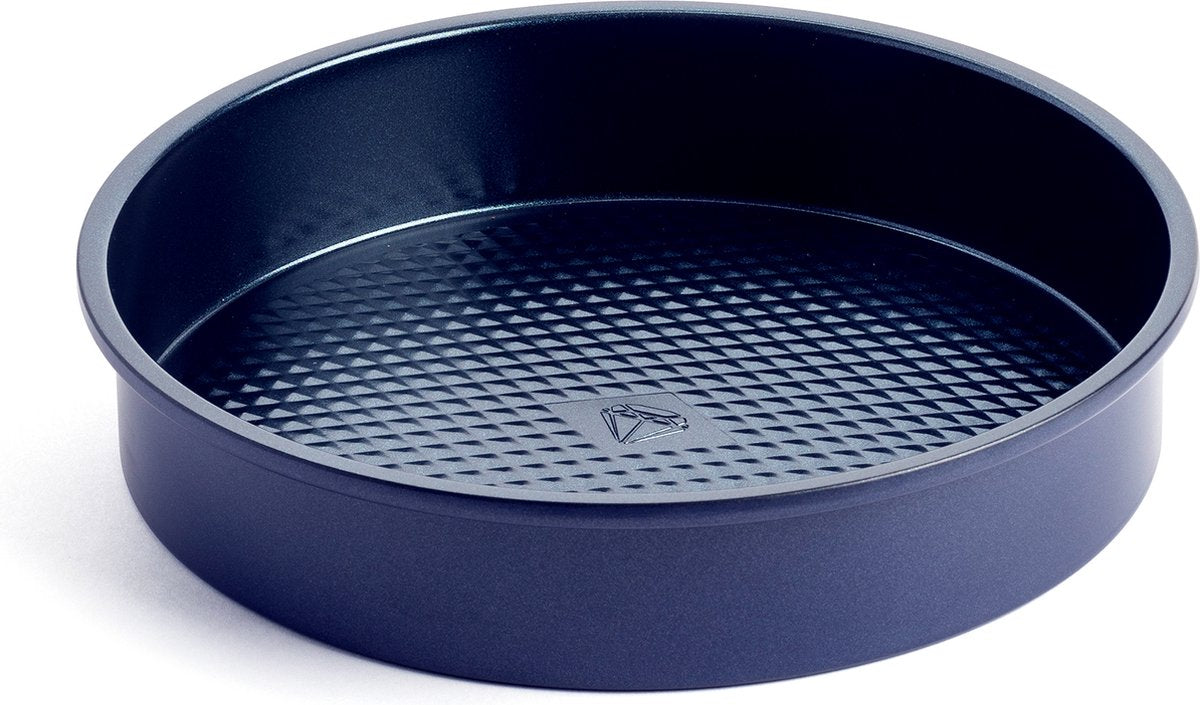 Blue diamond cakevorm 22cm - pfas-vrije antikleeflaag - keramische baklaag - ovenbestendig tot 230°c - rond - blauw