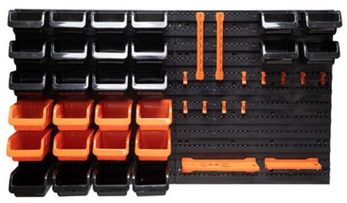 Black+decker gereedschapsbord met opbergbakjes en hangers - 98 x 23 x 43 cm - 43 onderdelen - gereedschapswand