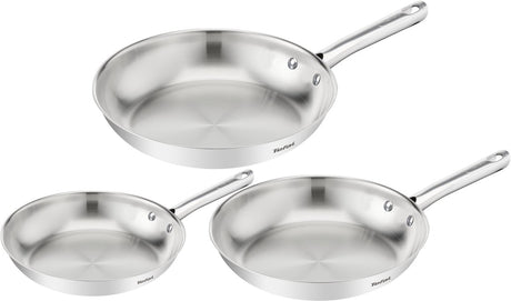 Tefal duetto on b866s334 – set van 3 braadpannen – inductie – pannenset 20 24 28 cm – hoogwaardig roestvrij staal – thermo-fusion™ - koekenpan
