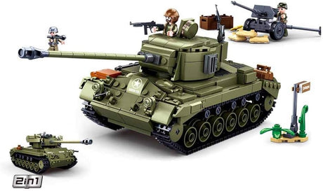 Sluban army wwii m26 pershing tank bouwspeelgoed – constructiespeelgoed modelbouw – bouwdoos met 742 bouwstenen – m38-b0860 vanaf 8 jaar