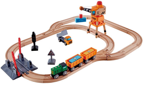 Hape -treinbaan- hout- magneetkraan- 34 delig