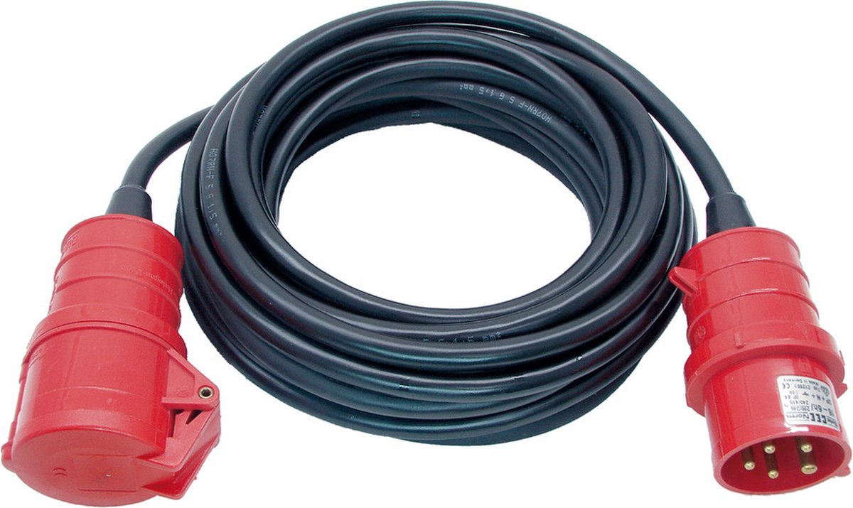 Brennenstuhl cee verlengkabel ip44 (10m kabel, h07rn-f 5g2,5, 5-polig met cee-stekker en koppeling, voor gebruik buitenshuis ip44, made in germany) zwart