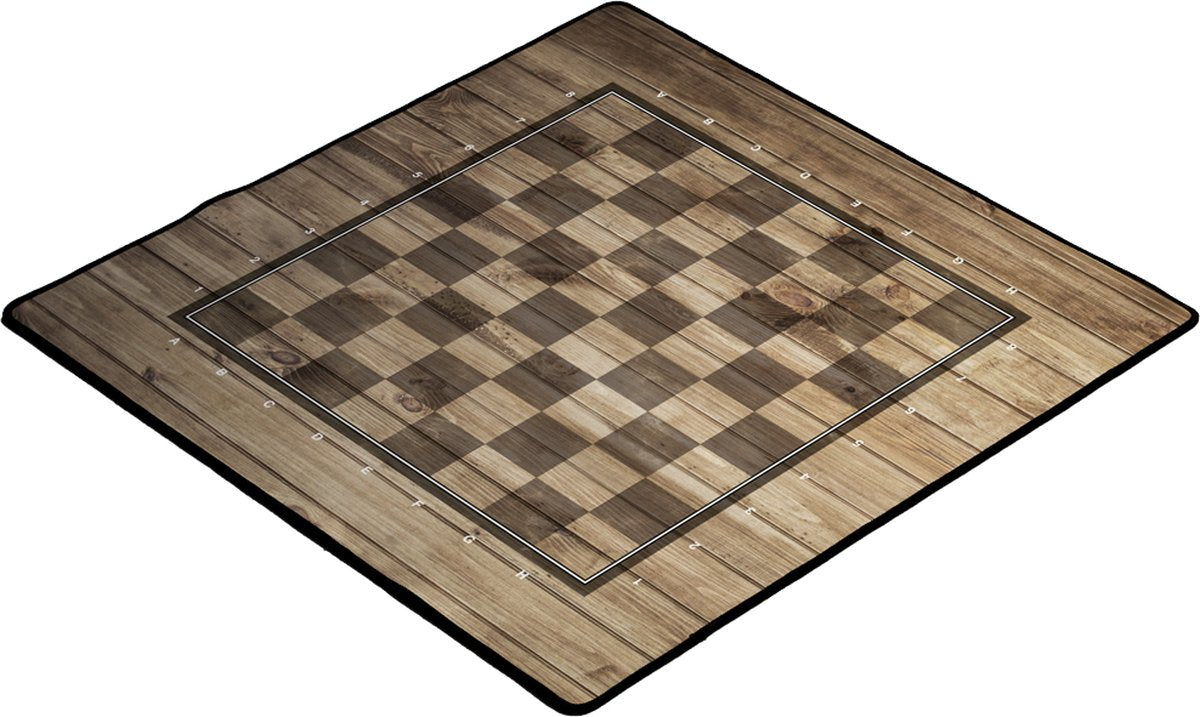 Geronimo games play mat chess wood 40x40 cm - speelmat - - offline - accessories