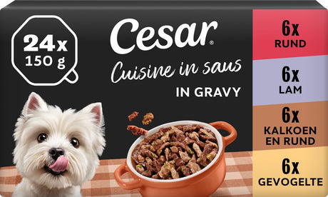 Cesar hondenvoer - cuisine mix in saus - maaltijdkuipjes 24x150g