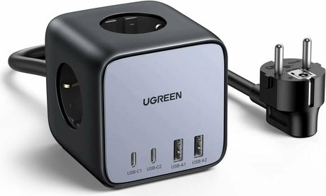 Ugreen diginest cube usb-oplader 65 w randaarde stopcontact, 2x usb-a, 2x usb-c usb pd 2.0, usb pd 3.0, pps, qc 2.0, qc