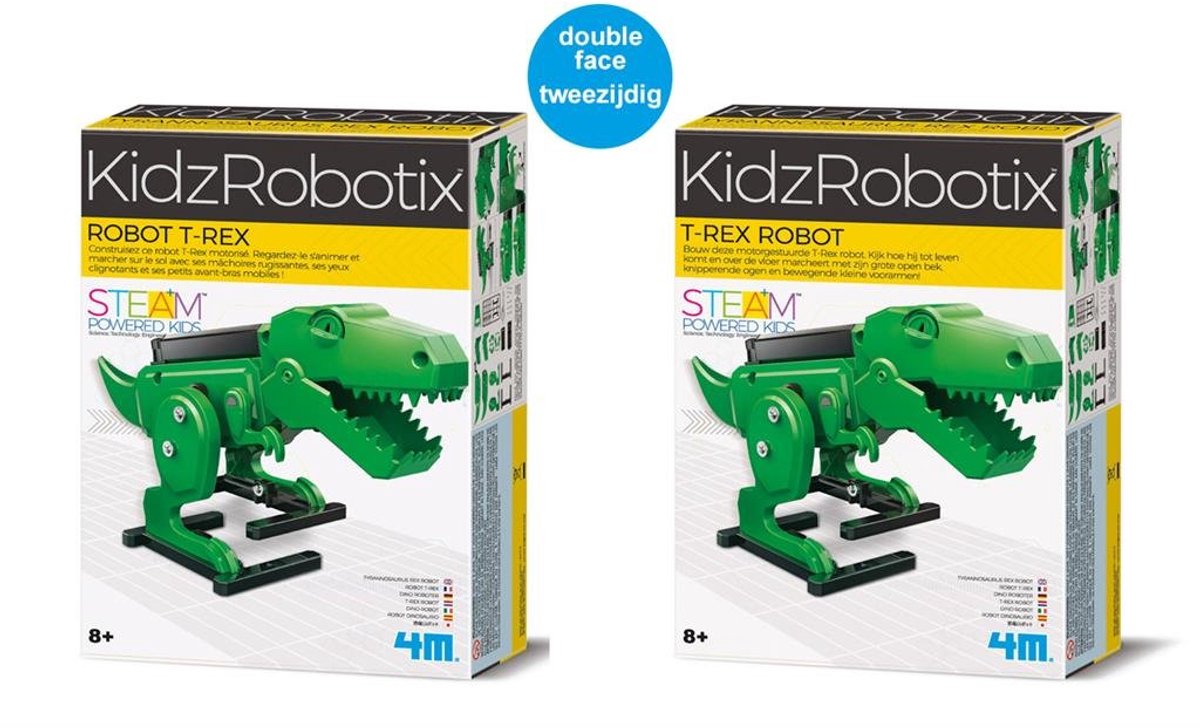 4m wetenschap en spel - bouw je eigen t-rex robot - bouwpakket mechanica - kidzrobotix - 8 jaar
