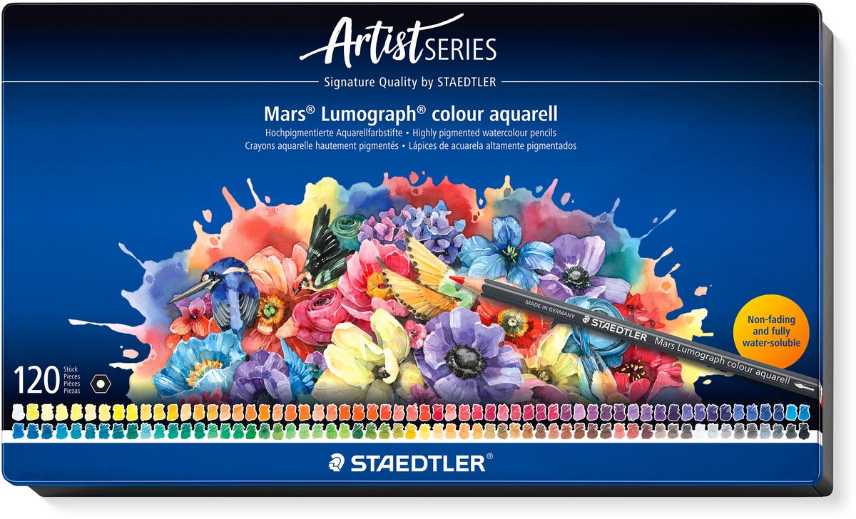 Staedtler - artist series - mars® lumograph® colour aquarell 104 - metalen set met 120 kleuren