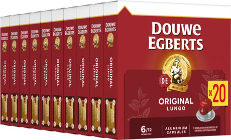 Douwe egberts lungo original koffiecups - intensiteit 6 12 - 10 x 20 capsules