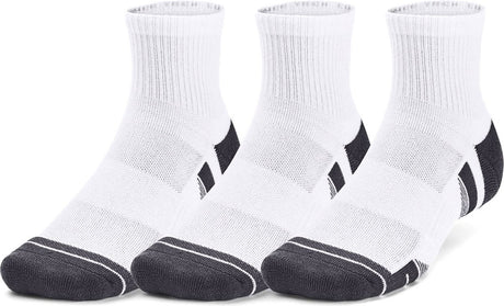 Under armour ua performance tech 3pk qtr-wht unisex sportsokken - wit - jet grijs