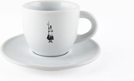 Bialetti cappuccino- of koffiekop met schotel – porselein – wit – origineel servies