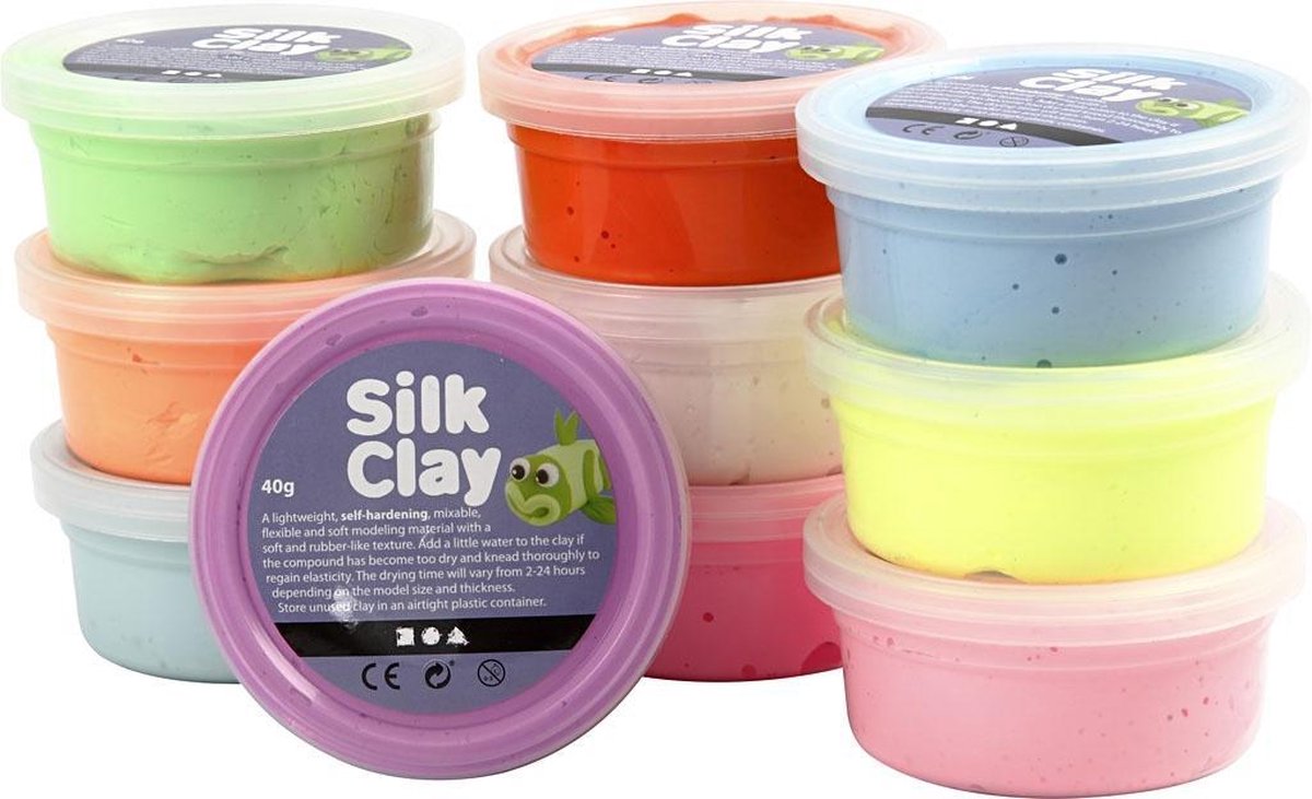 Silk clay - klei- basisset 1 - set met 10 kleuren