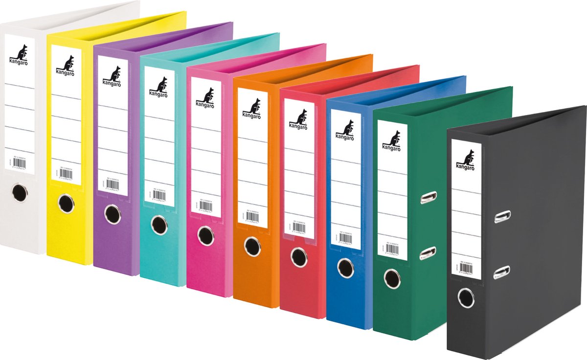 Kangaro ordner - a4 - 2-rings - rugbreedte 75mm - 10 stuks assorti kleuren - k-3000p10