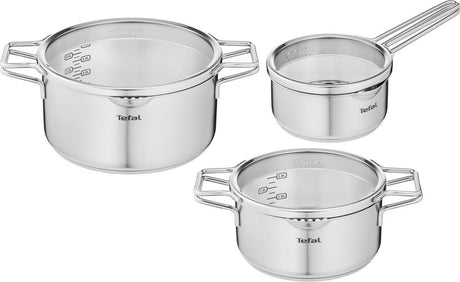 Tefal nordica - pannenset - 3-delig - inductie - rvs - geschikt voor alle warmtebronnen