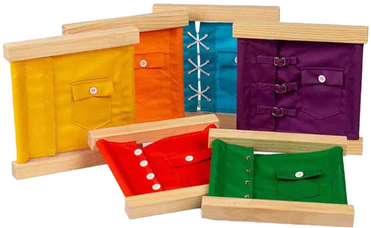 Bigjigs houten sluitingen- en knopenframes, 6dlg.