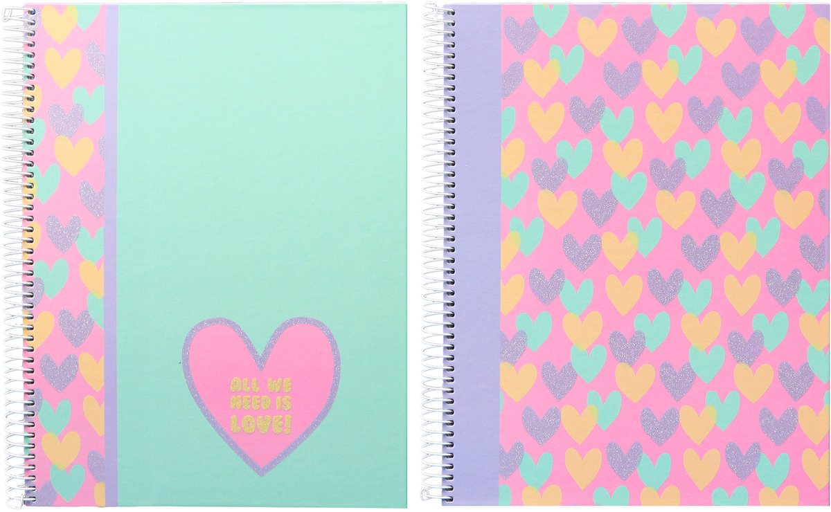 Kangaro spiraalblok - b'log hearts - formaat a5 - met lijn - 2 stuks - an-124217-a