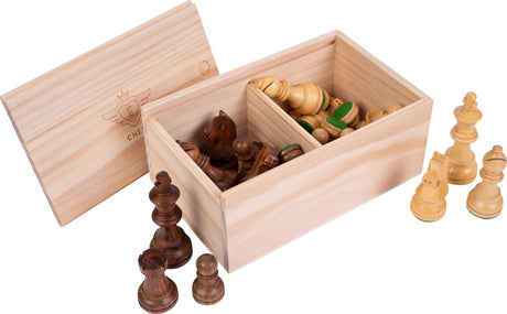 Engelhart schaakstukken set – 32-delig – acaciahout – gepolijst – lood verzwaard – koning hoogte 76 mm –