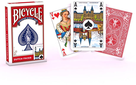 Bicycle ® bridge size dutch faces rood - klassieke nederlandse speelkaarten - premium kwaliteit