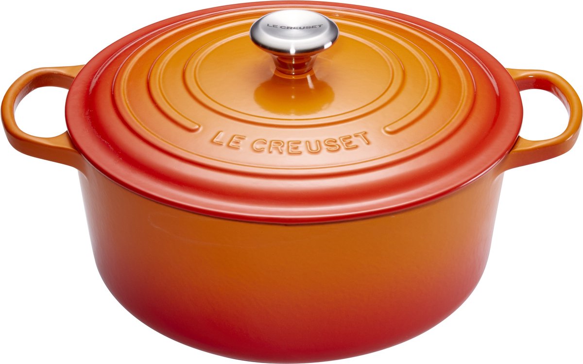 Le creuset braadpan signature oranjerood – ø 20 cm 2,4 liter – ronde gietijzeren pan – voor 2 à 3 personen – klassieke oranje emaille coating – geschikt voor inductie, oven, bbq en alle warmtebronnen