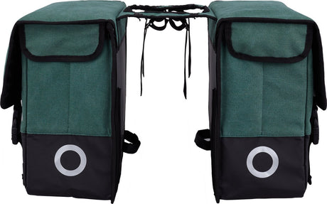 Willex dubbele fietstas - canvas - reflectie - 57 liter - universele bevestiging - hunter green matt black