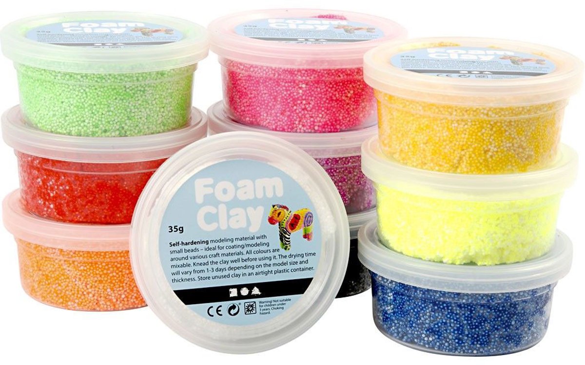 Foam clay foam klei - basiskleuren, 10x35gr