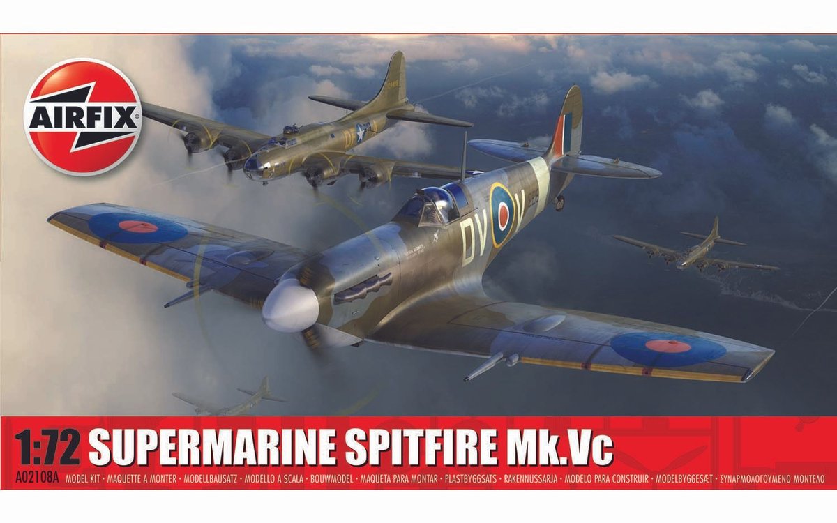 Airfix modelbouwpakket militaire voertuigen - 02108a supermarine spitfire mk.vc plane plastic - 1:72 - modelbouw
