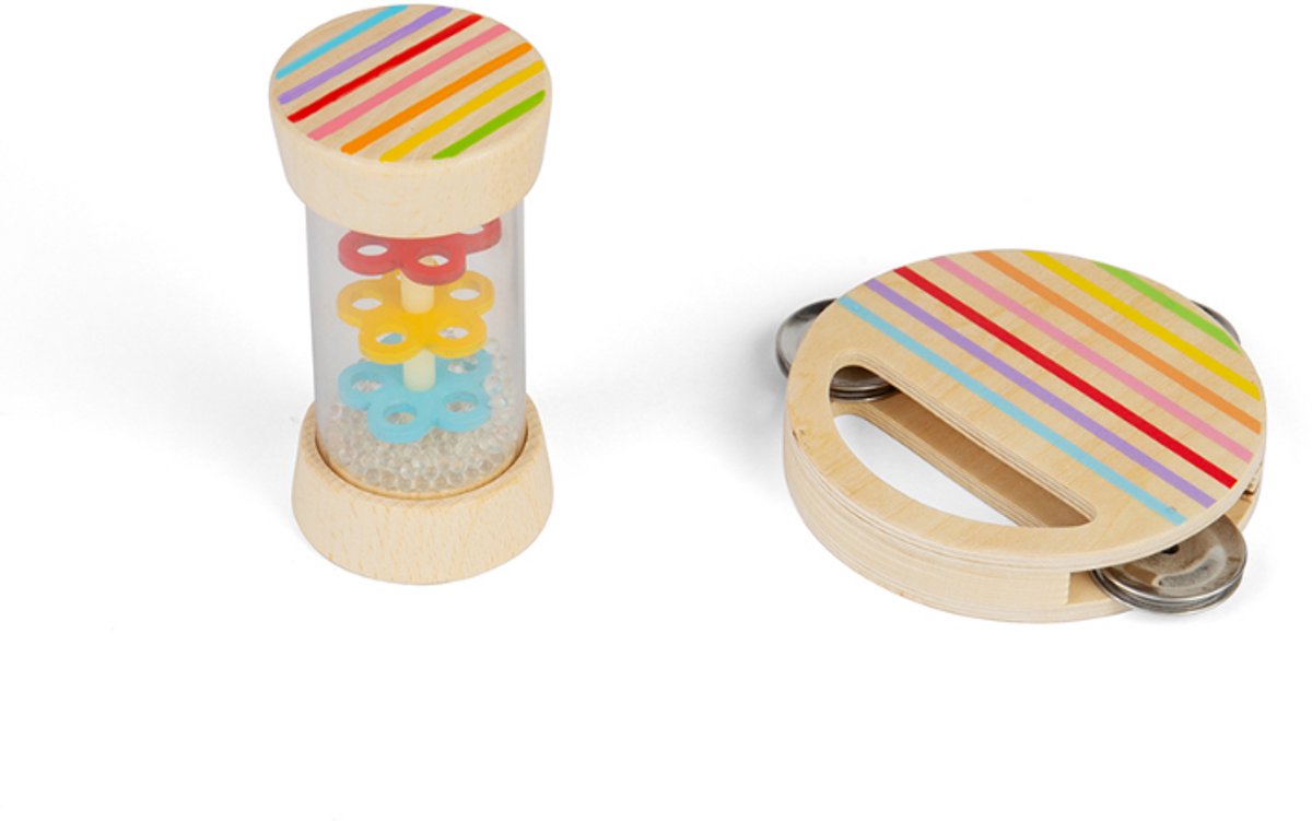 Bigjigs houten schud- en rolset, 2st.