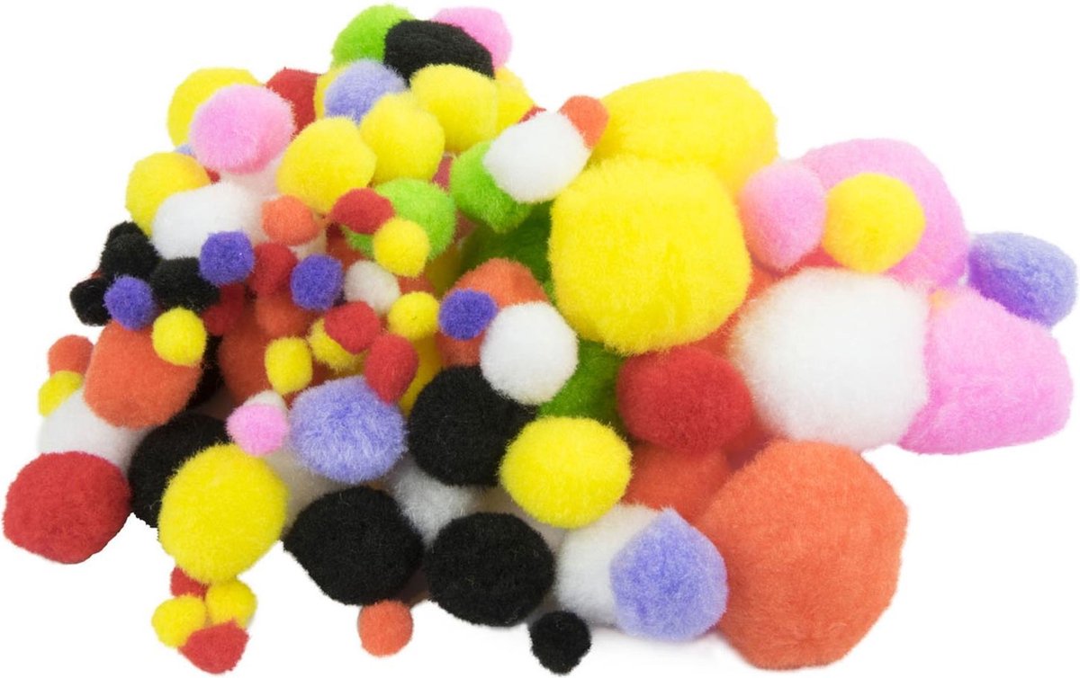 Edco gekleurde pompons, 100st.