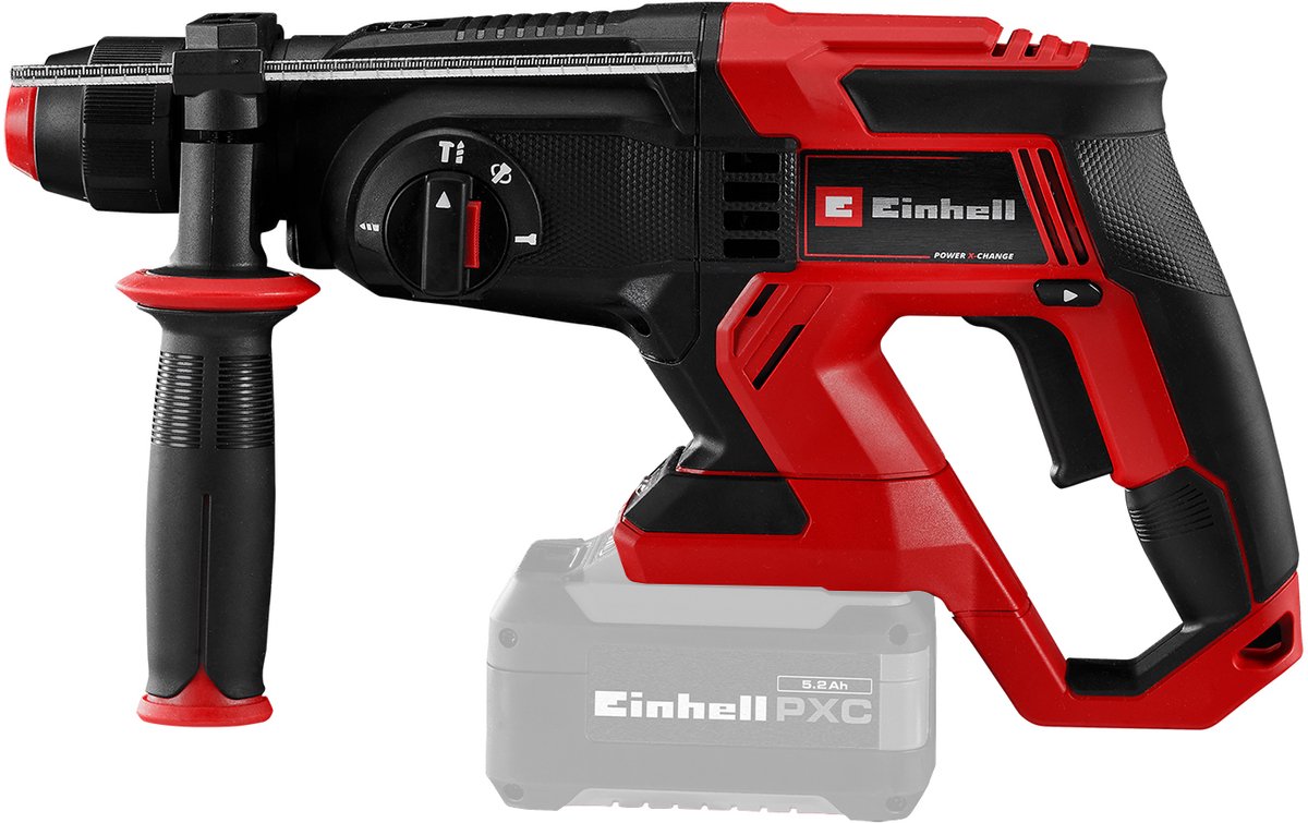 Einhell accu boorhamer te-hd 18 20 li solo - power x-change - 18 v li-ion - 1,8 j - pneumatisch slagwerk - sds plus - 4-functies: boren hamerboren beitelen met of zonder beitelslot - incl. e-box - excl. accu en lader