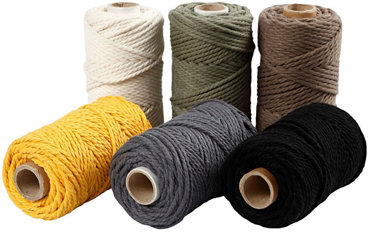 Creativ company macrame koord diverse kleuren, 6x198m