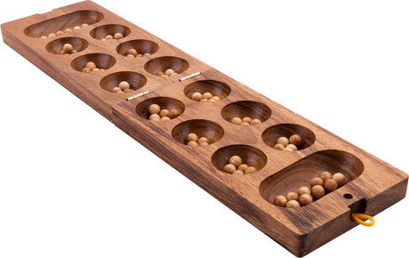 Longfield awalé - maat large – houten afrikaans strategiespel – mancala bordspel voor 2 spelers – ecologisch acaciahout – engelhart