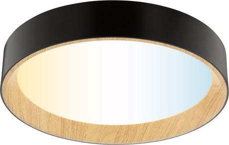 Brilliant larios - plafondlamp - led 9.2w - cct - 3000k-6500k - dimbaar - nachtlicht - timer - afstandsbediening - hout kleur - zwart