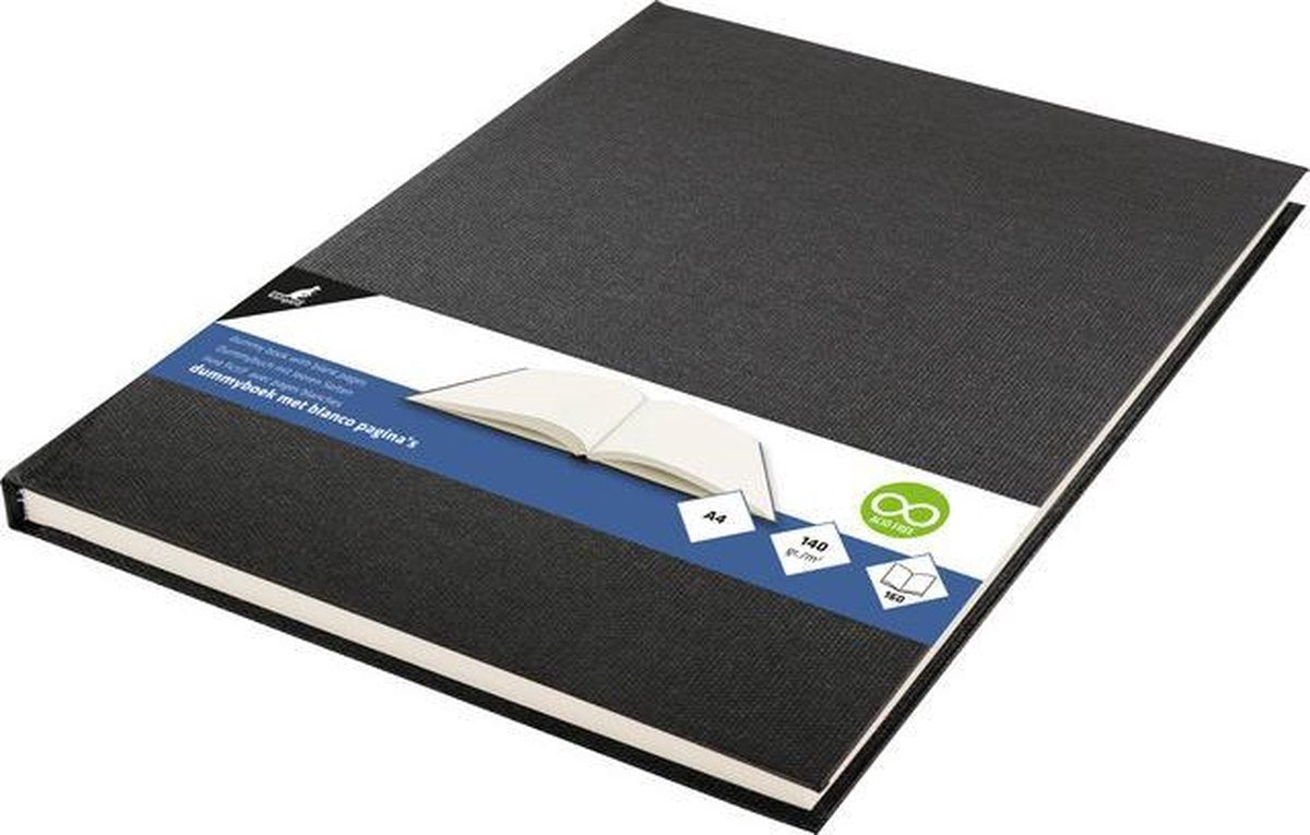 Kangaro - dummyboek - a4 - zwart - 160 blanco pagina's - 140 grams - schetsboek