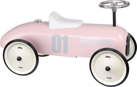 Vilac loopwagen vintage zachtroze metalen auto voor peuters.