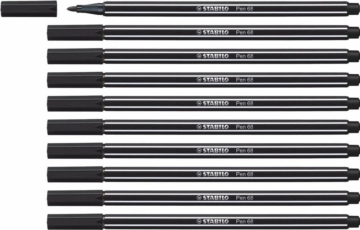 Stabilo pen 68 - premium viltstift - zwart - doos 10 stuks