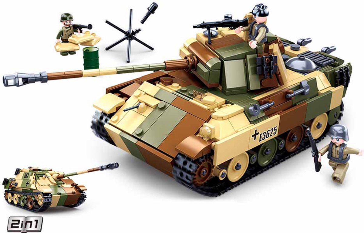 Sluban army wwii medium leger tank speelgoed – constructiespeelgoed modelbouw – bouwdoos met 725 bouwstenen – m38-b0859 vanaf 8 jaar