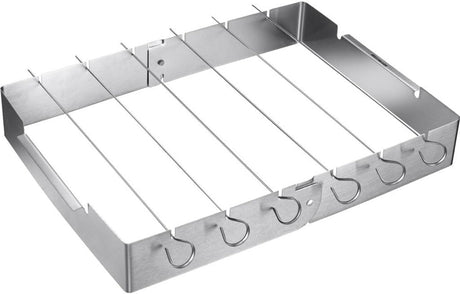 Westmark bbq spieshouder set - grill spiesen - gelijkmatig grillen - inklapbaar ontwerp - 7 delig - zilverkleurig