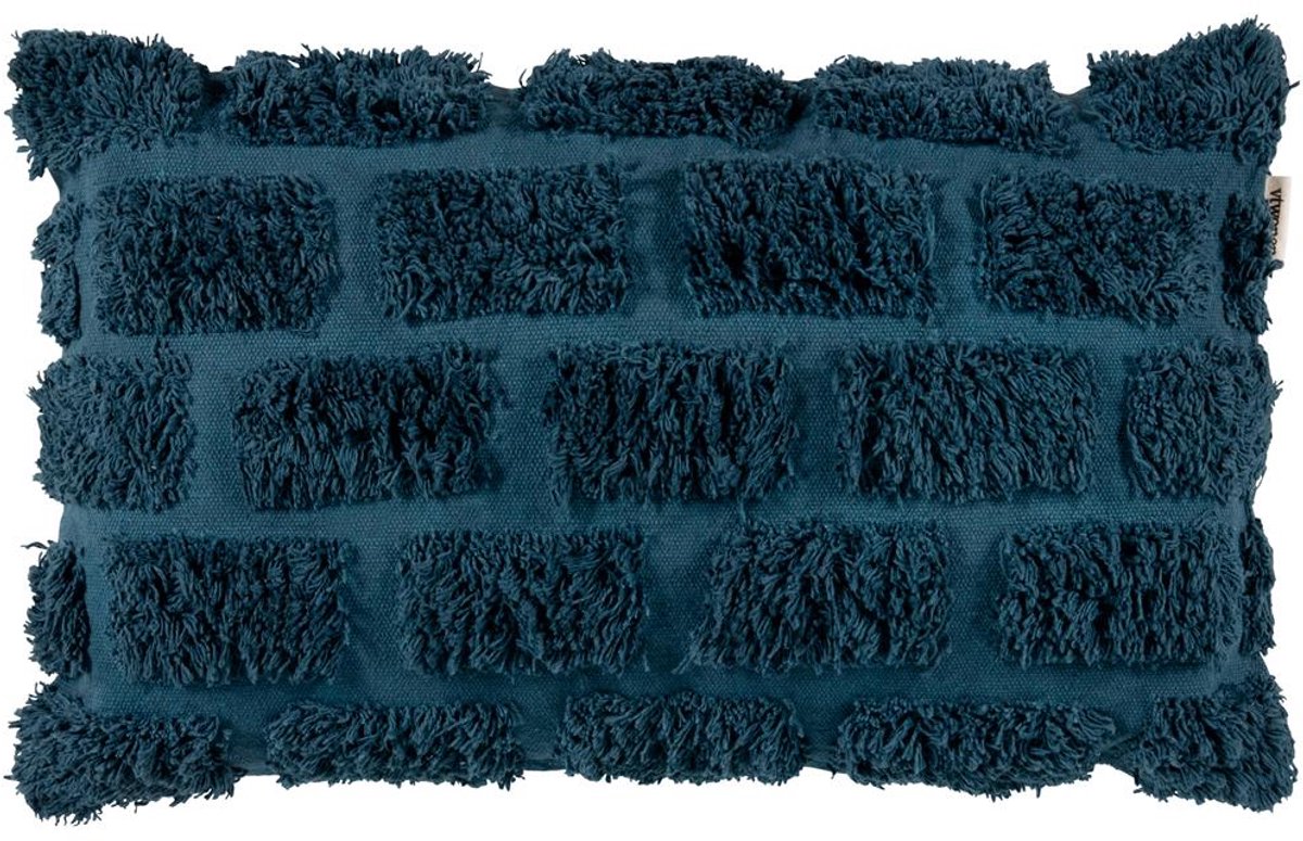 Vtwonen tufted sierkussen - 30x50 cm - donker blauw