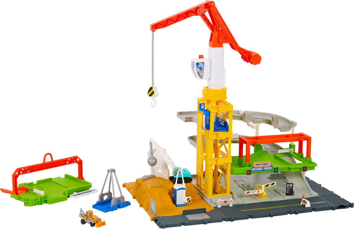 Matchbox - action drivers - bouwplaats speelset met licht en geluid - 1 bouwplaatsvoertuig