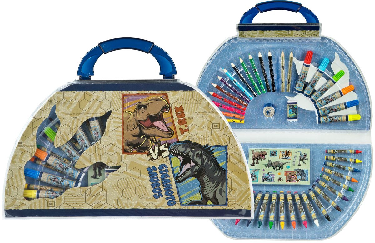 Merkloos sans marque kleurkoffer jurrasic world, 51dlg.
