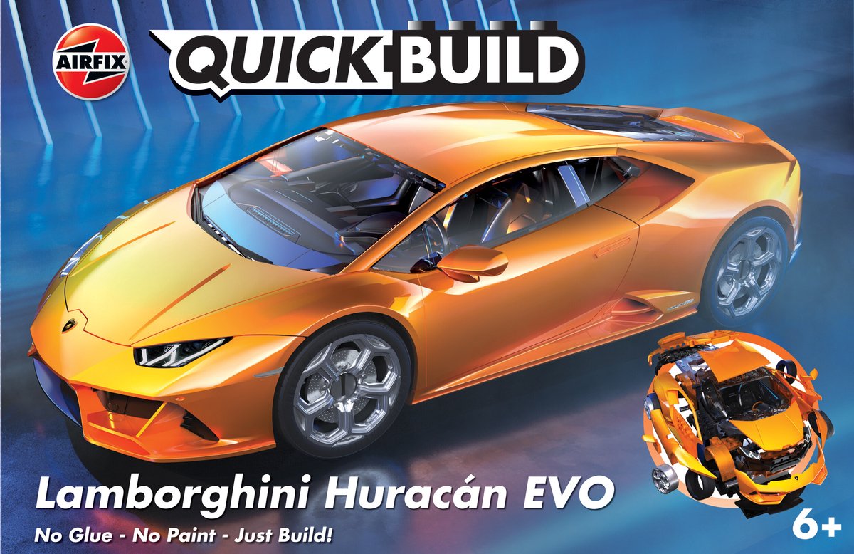 Airfix modelbouwpakket auto - j6058 quickbuild lamborghini huracan evo - oranje - sport auto plastic - - modelbouw