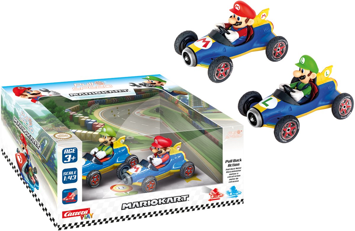 Carrera super mario pull back raceauto's mach 8, 2dlg.