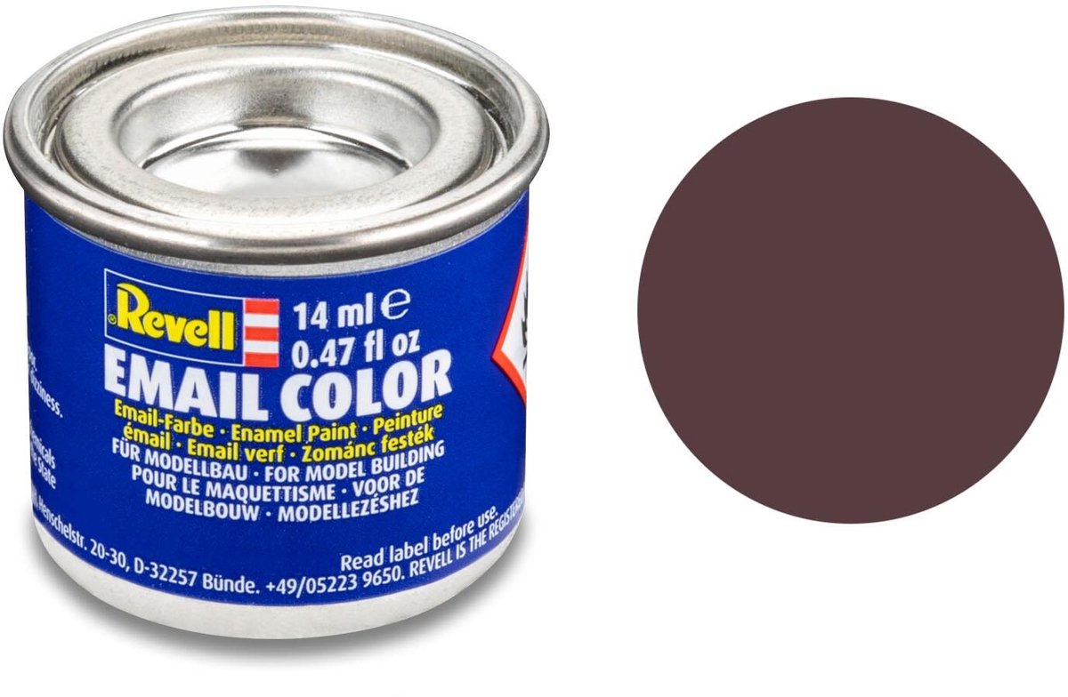 Revell hobbyverf enamel verf - #84 leather brown - matt - ral8027 - enamel - verf potje - 14 ml